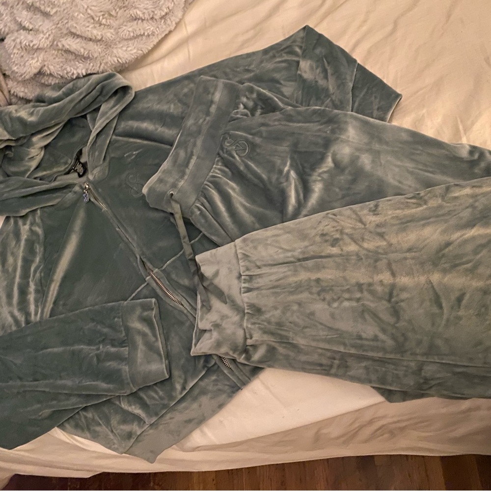 Velvet Hoodie and Joggers Set in Teal